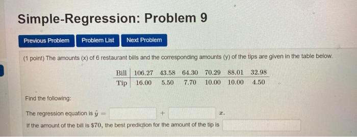 Solved Simple-Regression: Problem 8 Previous Problem Problem | Chegg.com