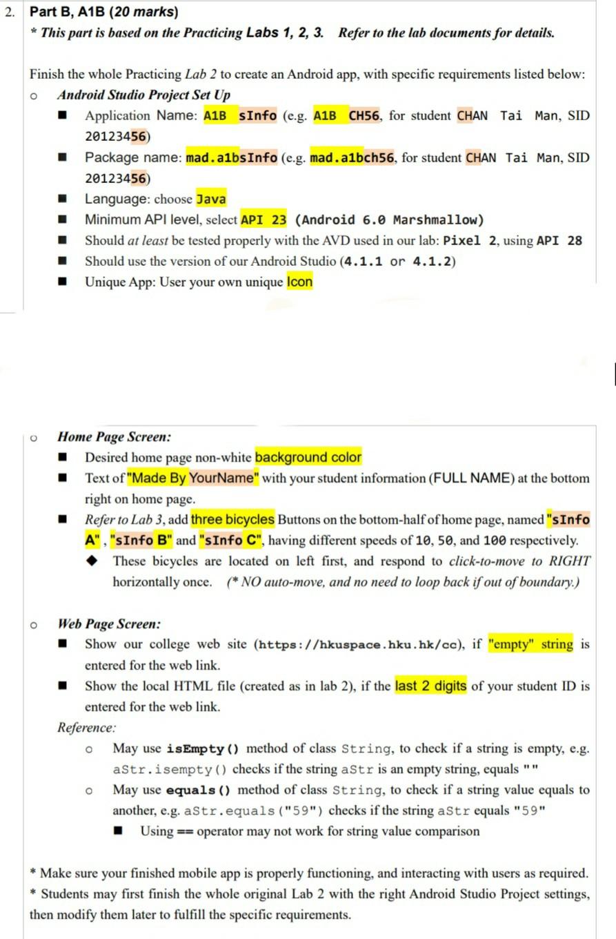 2. Part B, A1B (20 Marks) * This Part Is Based On The | Chegg.com