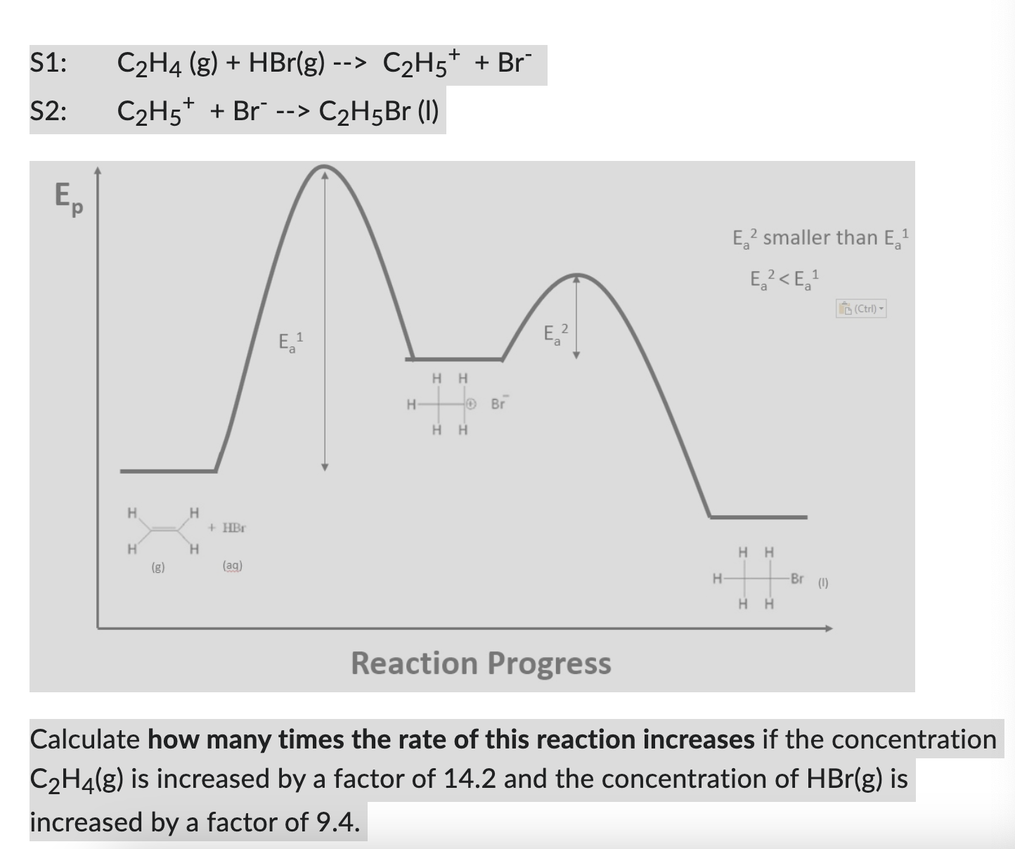 S1 C2H4 g HBr g C2H5 Br S2 Chegg