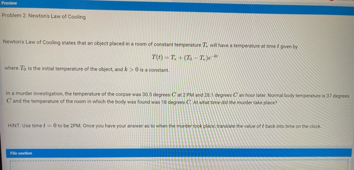 newton's law of cooling common core algebra 2 homework answers