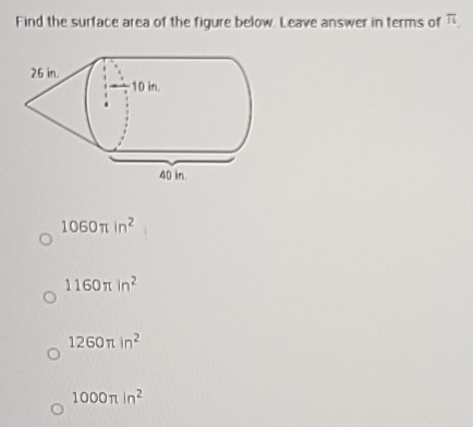 Solved Find the surface area of the figure below. Leave | Chegg.com
