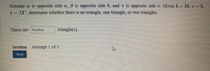 Solved Assume A Is Opposite Side A, ß Is Opposite Side B, | Chegg.com