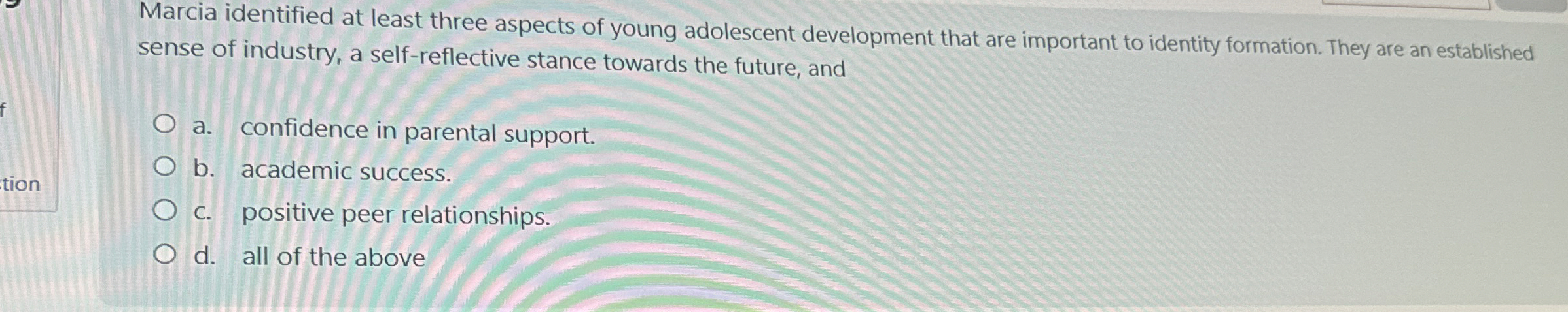 Solved Marcia identified at least three aspects of young | Chegg.com