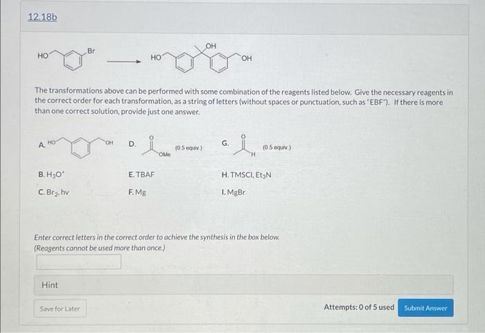 Solved 12.18a OH BI HO HO The transformations above can be | Chegg.com