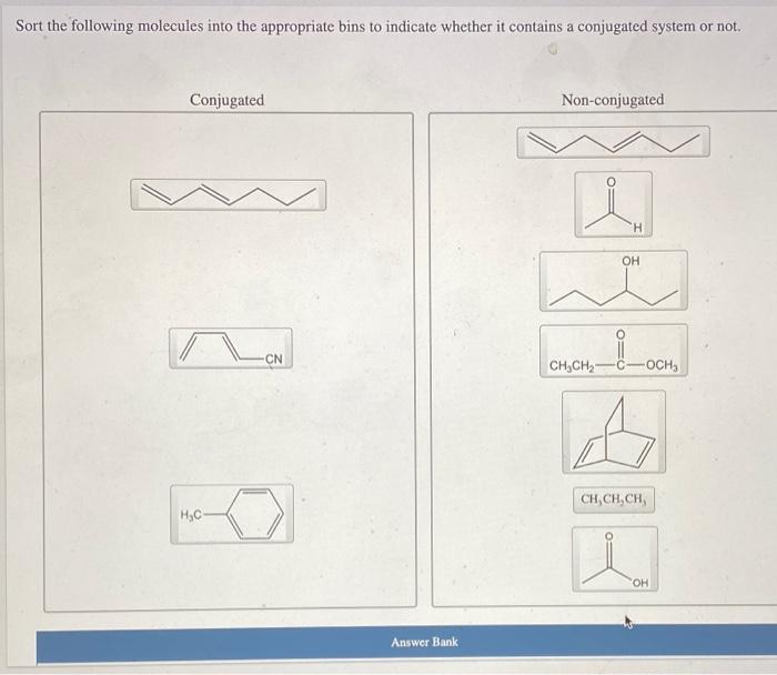 Solved Sort the following molecules into the appropriate | Chegg.com