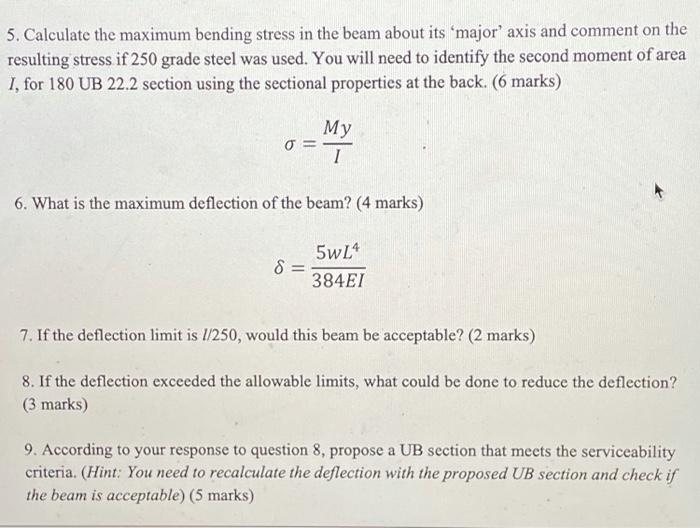 Solved 5. Calculate the maximum bending stress in the beam | Chegg.com