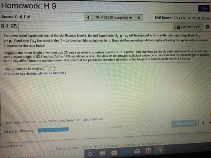 Solved Homework: H9 Save 16 of 22 (19 complete) Score: 0 of | Chegg.com