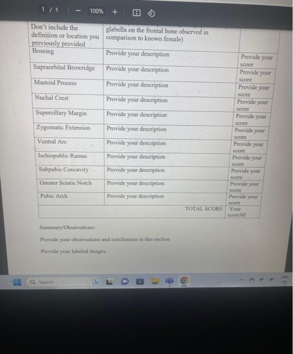 Objectives Using the biological profile table that | Chegg.com