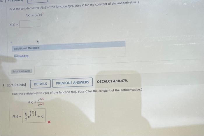 Solved Find The Antiderivative F(x) Of The Function F(x). | Chegg.com