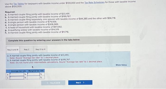 Use The Tax Tobles For Taxpayers With Taxable Income | Chegg.com