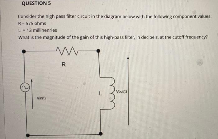 Solved QUESTION 1 Consider the high pass filter circuit in | Chegg.com