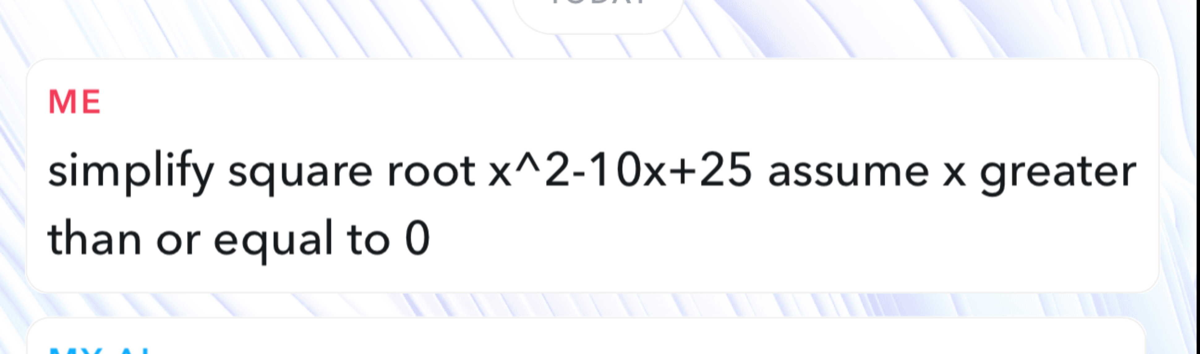 Solved simplify MEsimplify square root x210x+25 assume x