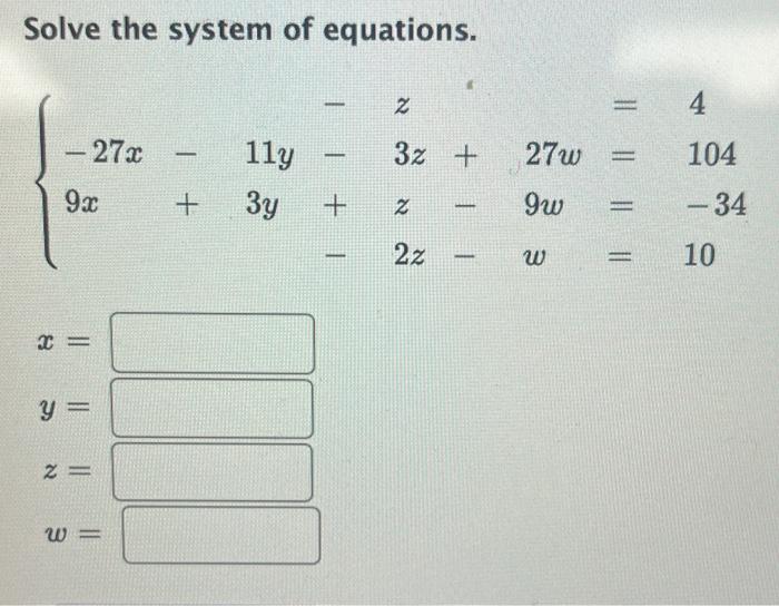 Solved Solve the system of equations. | Chegg.com