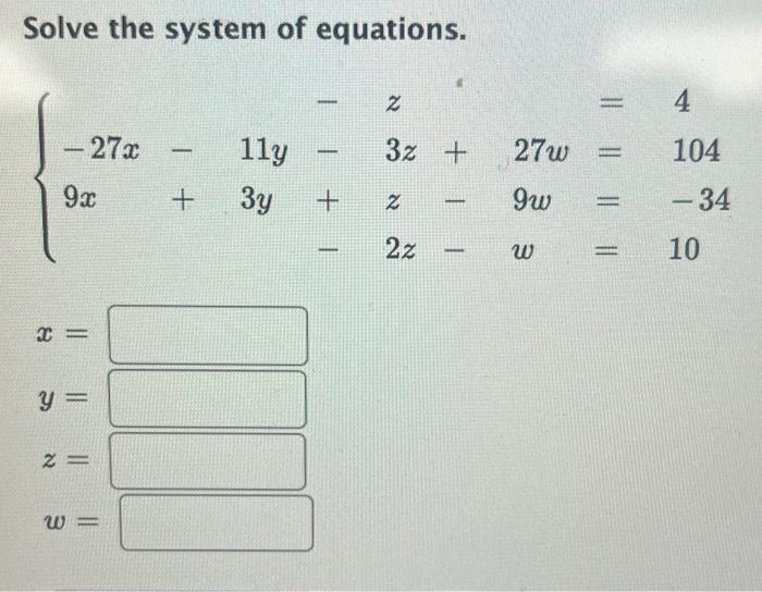 Solved Solve The System Of Equations. | Chegg.com