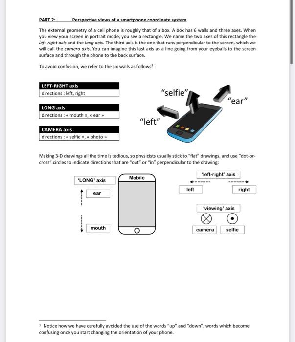 PART 2: Perspective views of a smartphone coordinate | Chegg.com