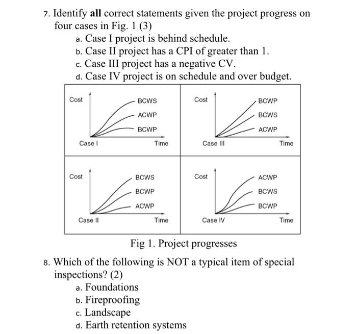 Solved 7. Identify all correct statements given the project | Chegg.com