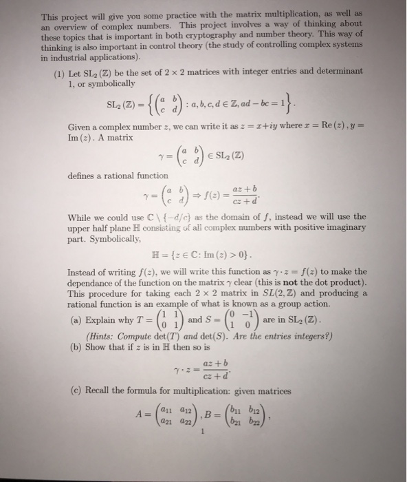 Solved This project will give you some practice with the | Chegg.com