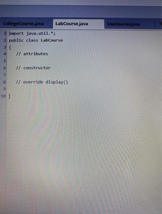 Solved Create a class named CollegeCourse that includes the | Chegg.com