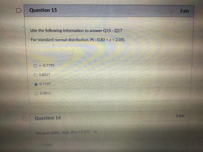 Solved Question 15 3 pts Use the following information to | Chegg.com