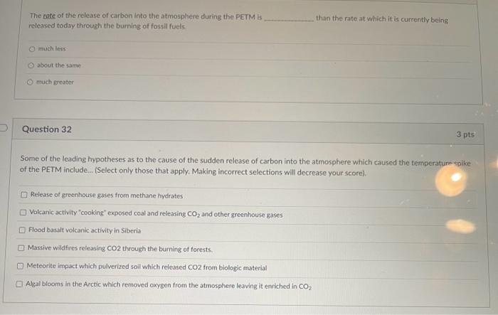 Solved The nate of the release of carbon into the atmosphere | Chegg.com