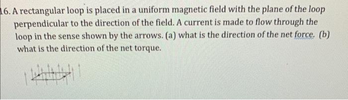Solved 16. A rectangular loop is placed in a uniform | Chegg.com