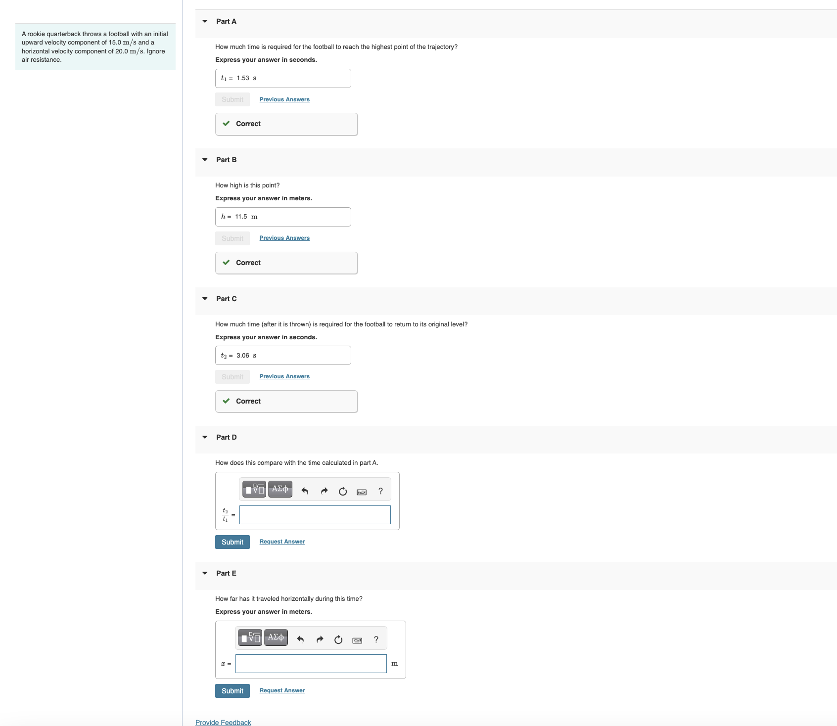 Solved A rookie quarterback throws a football with an