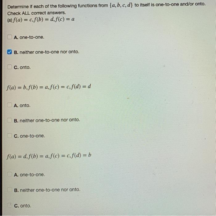 Solved Determine if each of the following functions from | Chegg.com