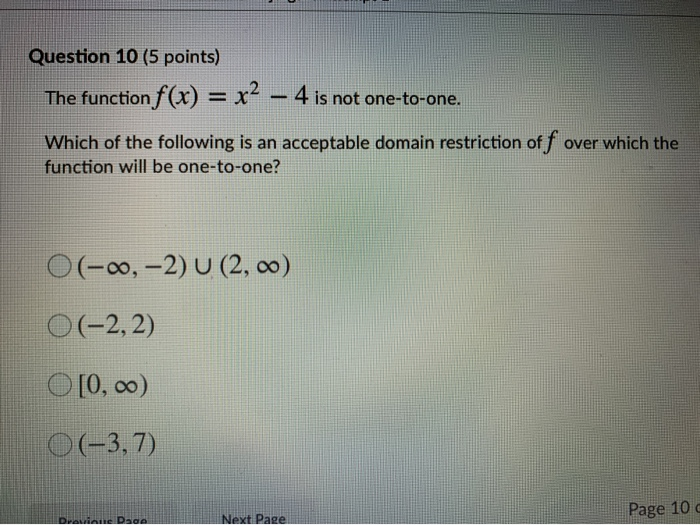 Solved Question 10 (5 points) The function f(x) = x2 – 4 is | Chegg.com
