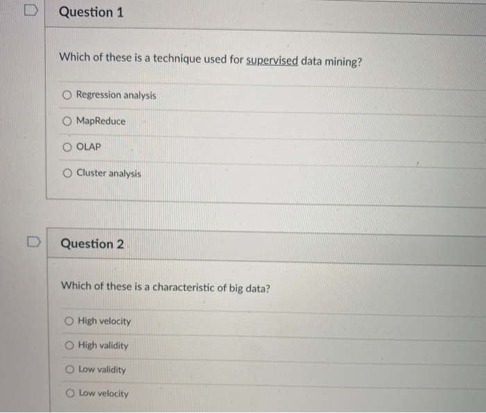 Solved Question 1 Which of these is a technique used for | Chegg.com