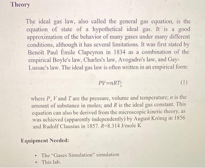 1.3 Ideal gas equation 