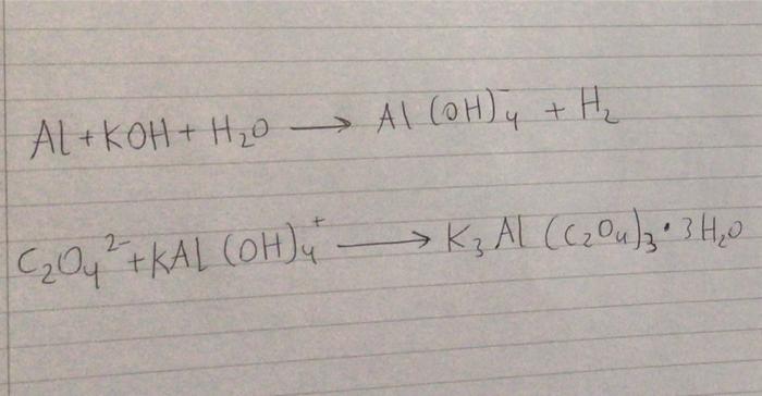 Solved AL+KOH + H₂O Al(OH)4 + H₂ . 2- (₂ Oy + KAL (OH) - K₂ | Chegg.com