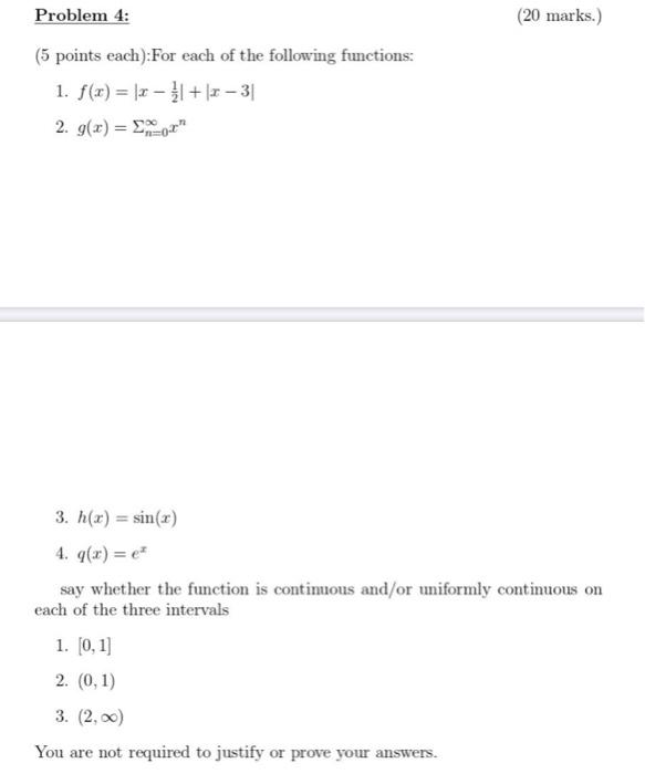 Solved Problem 4: (20 marks.) (5 points each):For each of | Chegg.com