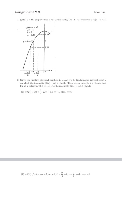 Solved Assignment 2.3 Math 241 1. (#12) Use the graph to | Chegg.com