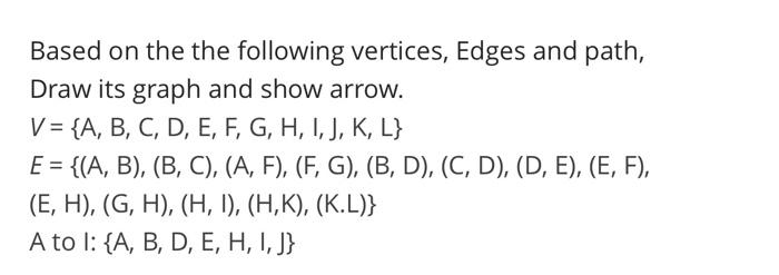 Solved Based On The The Following Vertices, Edges And Path, | Chegg.com