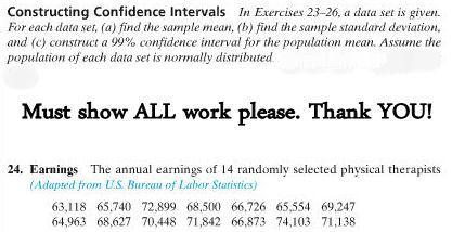 Solved In Exercises 23-26, a data set is given. For each | Chegg.com