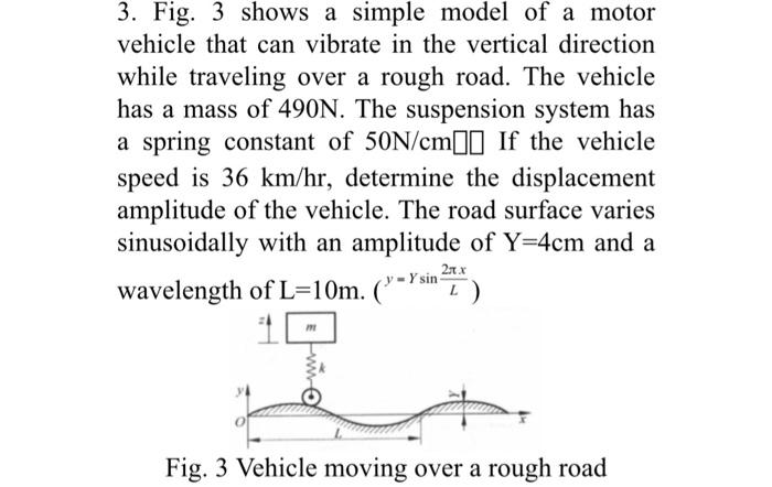 Solved 3. Fig. 3 shows a simple model of a motor vehicle | Chegg.com