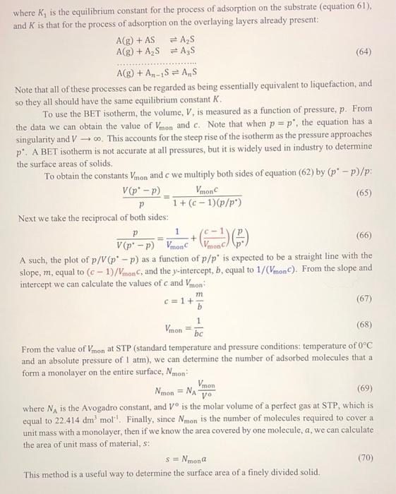 Exercise 3. "Adsorption: The BET Isotherm This | Chegg.com