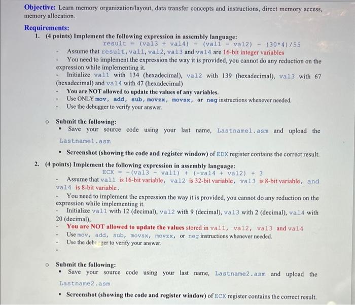 Solved Objective: Learn memory organization/layout, data | Chegg.com