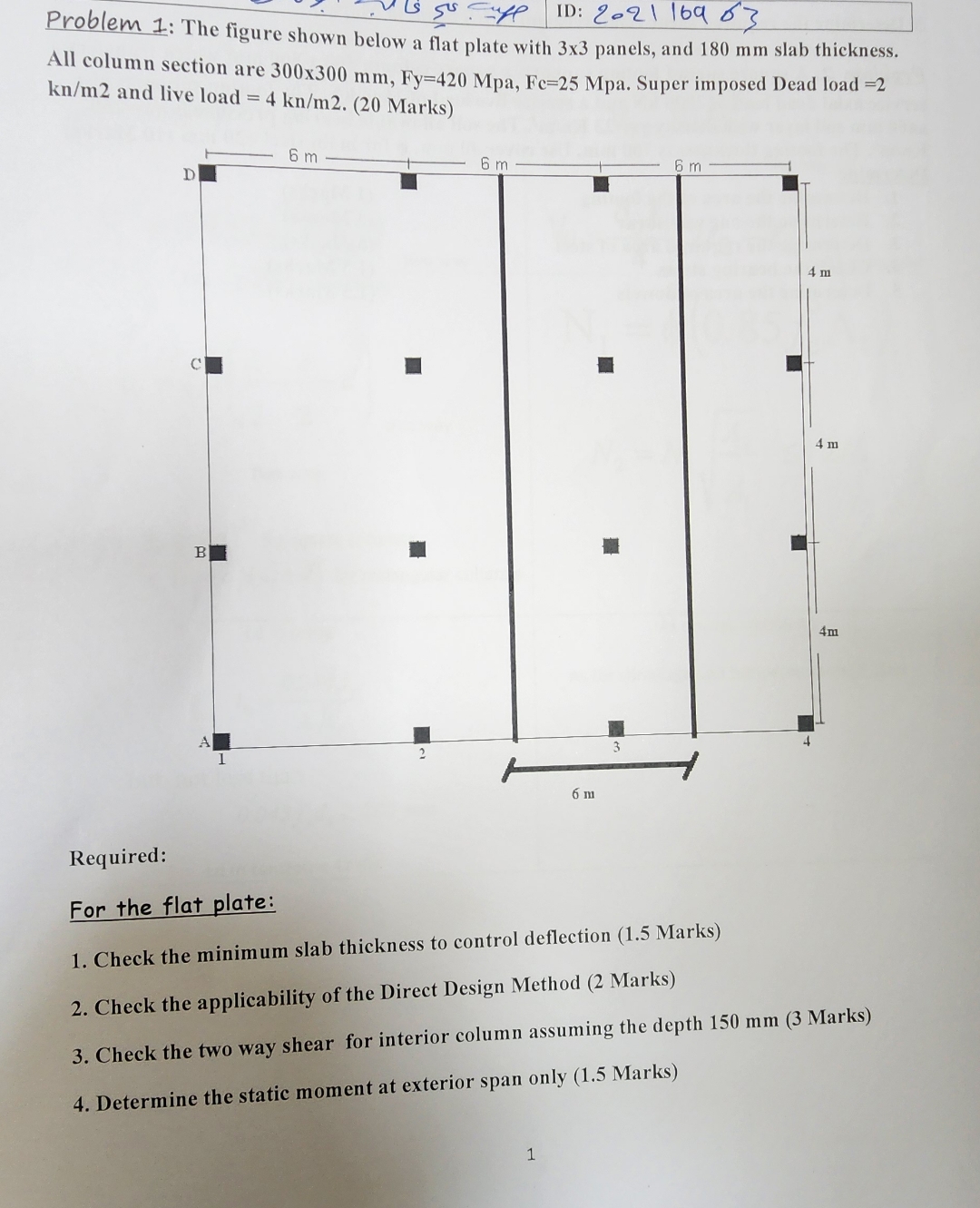 Solved Problem 1: The figure shom iD: 202116963selow a flat | Chegg.com
