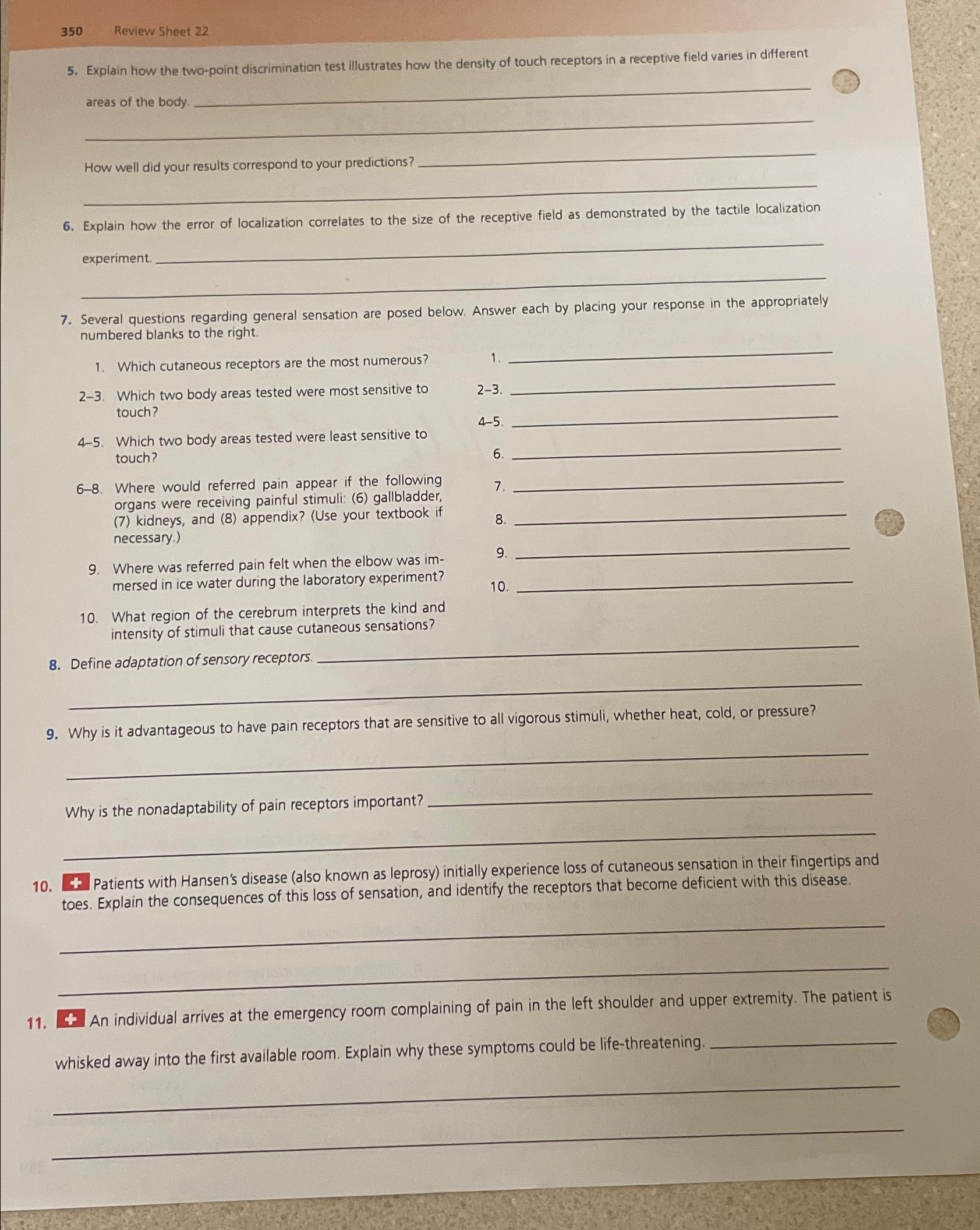 Solved 350Review Sheet 225. ﻿Explain how the two-point | Chegg.com