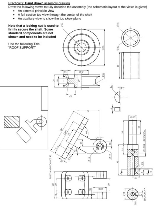 Solved Practical 9 Hand drawn assembly drawing Draw the