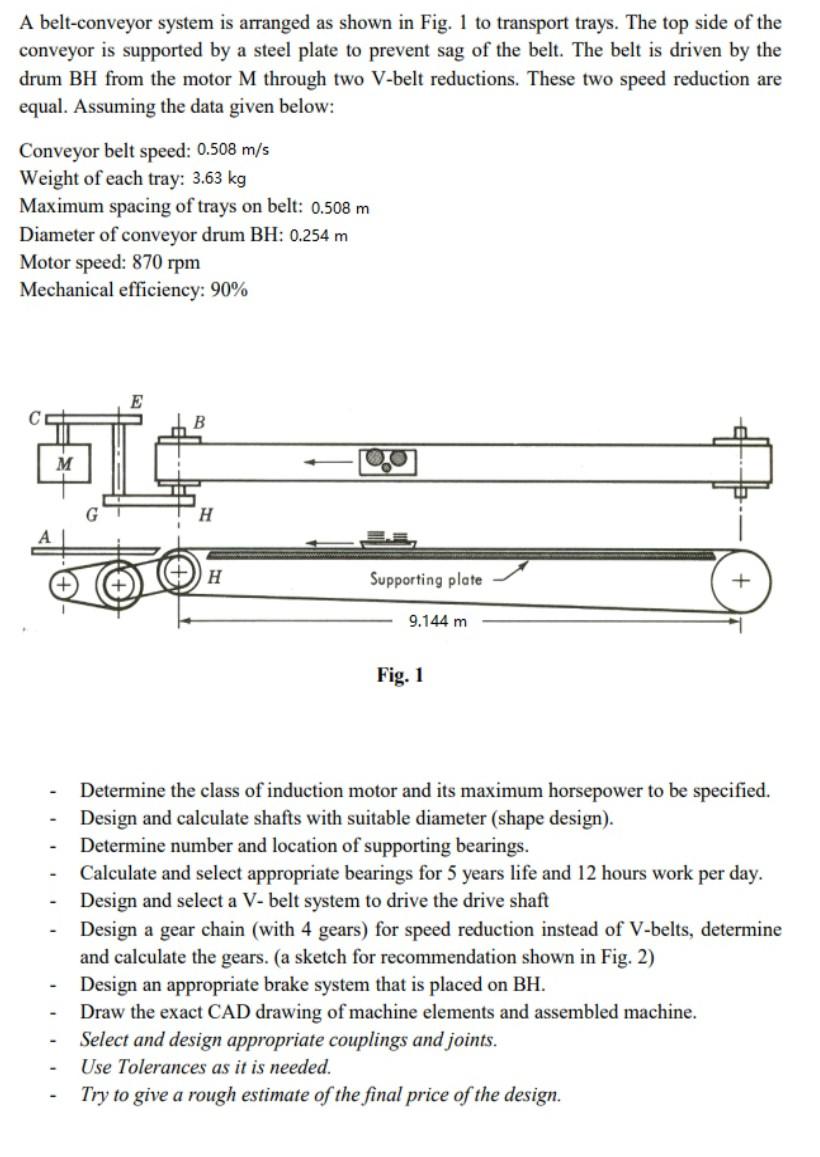 Solved A beltconveyor system is arranged as shown in Fig. 1