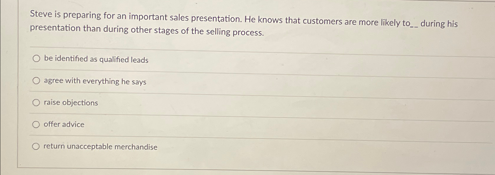 Solved Steve is preparing for an important sales | Chegg.com