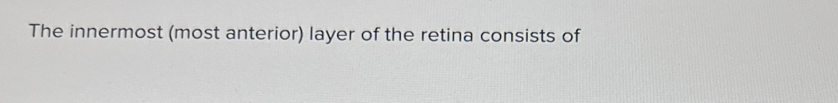 Solved The innermost (most anterior) ﻿layer of the retina | Chegg.com