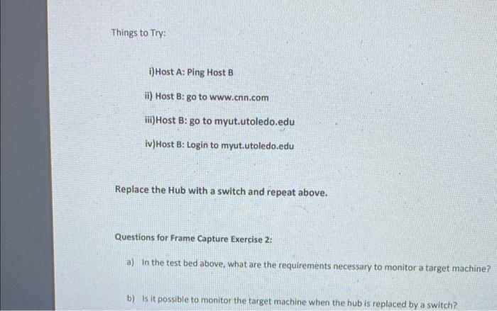Frame Capture Exercise 2: Assume you want to monitor | Chegg.com