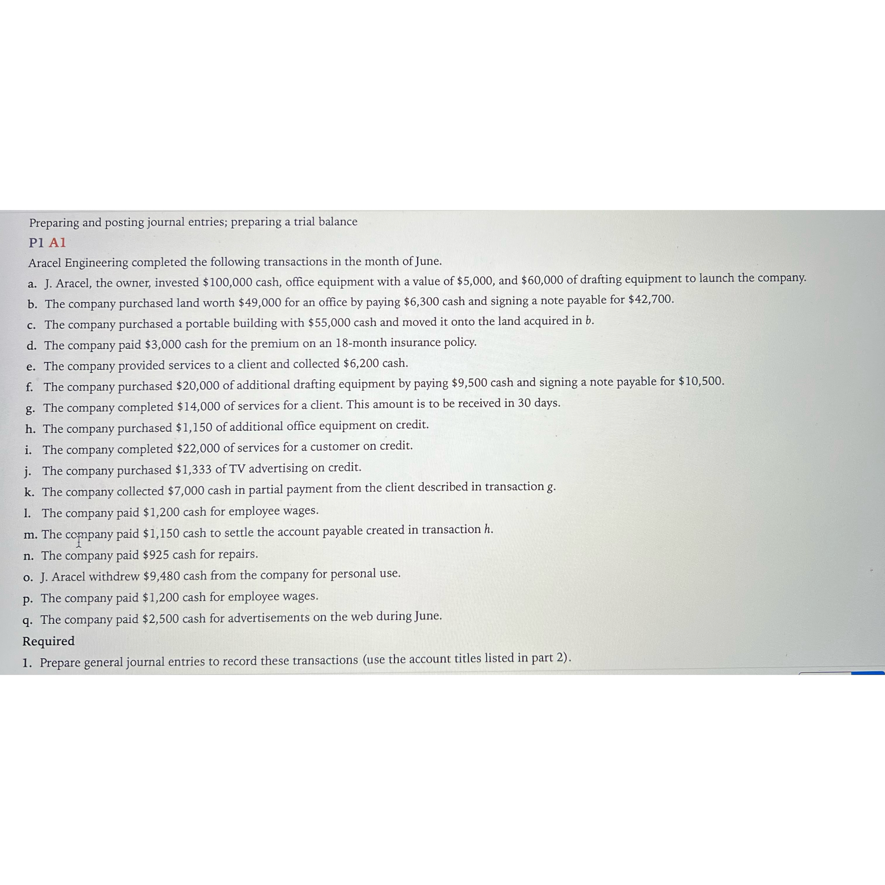 Solved Preparing and posting journal entries; preparing a | Chegg.com