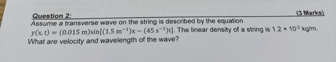 Solved How can I figure out Assume a transverse wave on the | Chegg.com