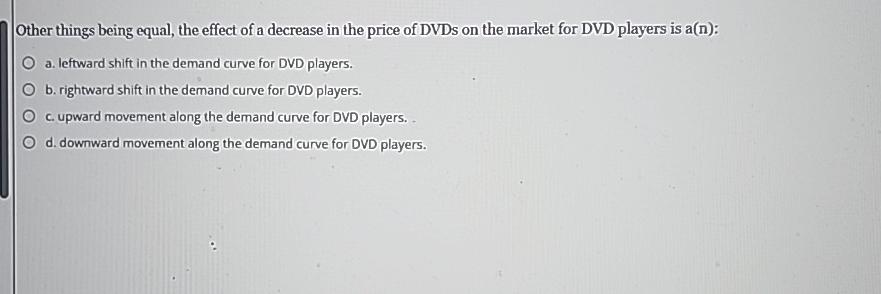 Solved Other things being equal, the effect of a decrease in | Chegg.com