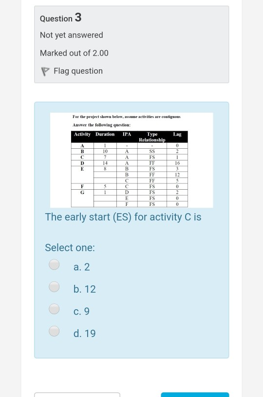 Solved Question 3 Not yet answered Marked out of 2.00 Flag | Chegg.com