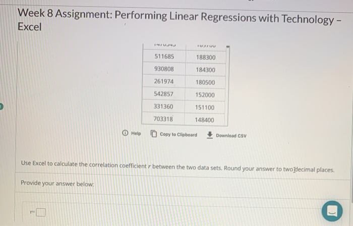 Week 8 Assignment: Performing Linear Regressions with | Chegg.com